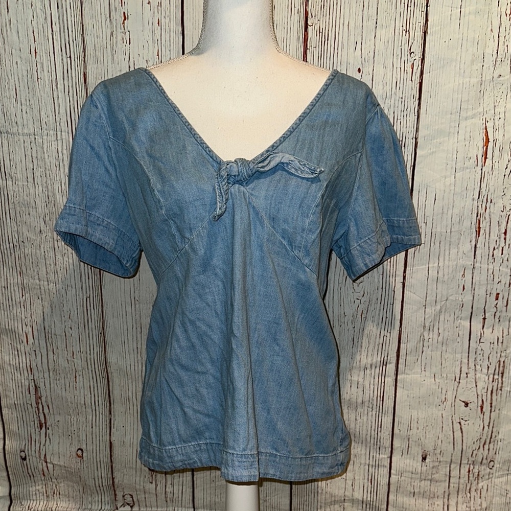 Old Navy Blue Tie Front Blouse
